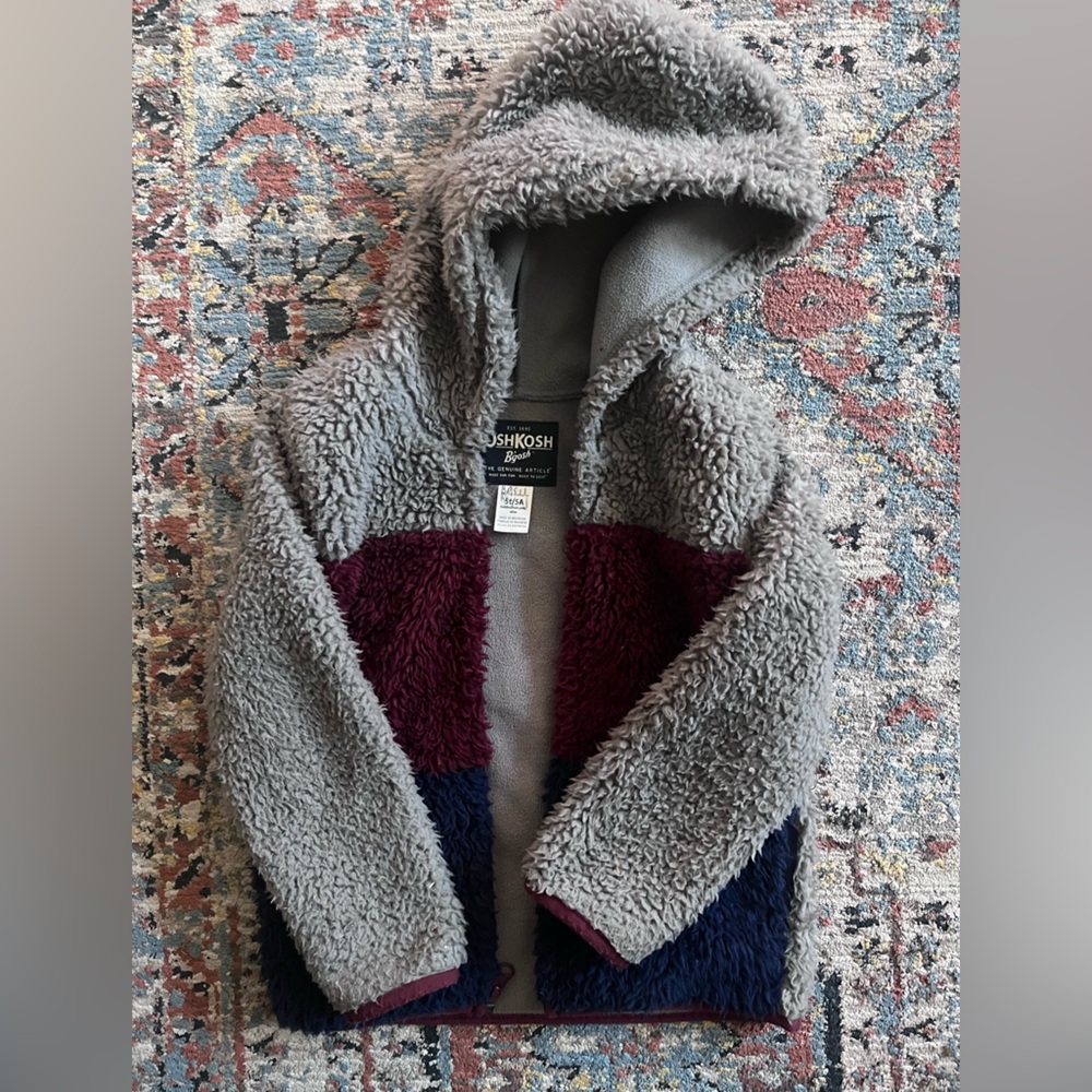 OshKosh B'gosh Gray and Burgundy Sherpa Hoodie